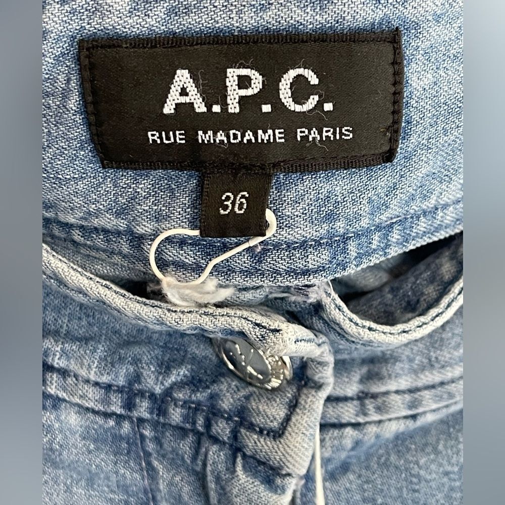 A.P.C Dayana 100% Cotton High Waisted Denim Short Washed Indigo Women's 36/4 NWT - Picture 10 of 13